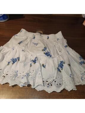 Womens Aeropostale Floral Eyelet Ruffled Skirt Sz XS